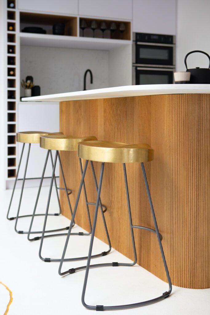 bar stool/ fluted oak panels