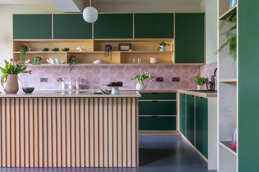 Pink Green Kitchen Woodworks